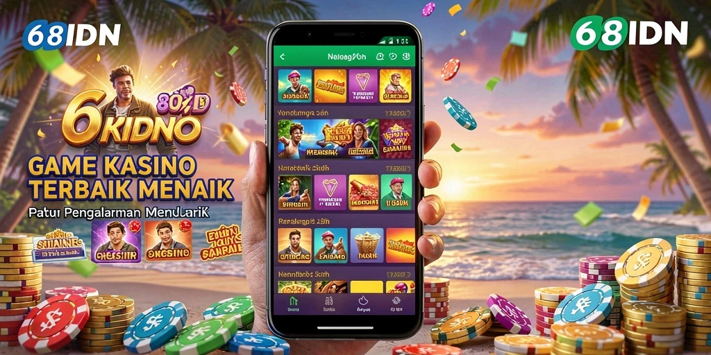 Screenshot utama 68IDN menampilkan berbagai permainan Kasino yang seru.