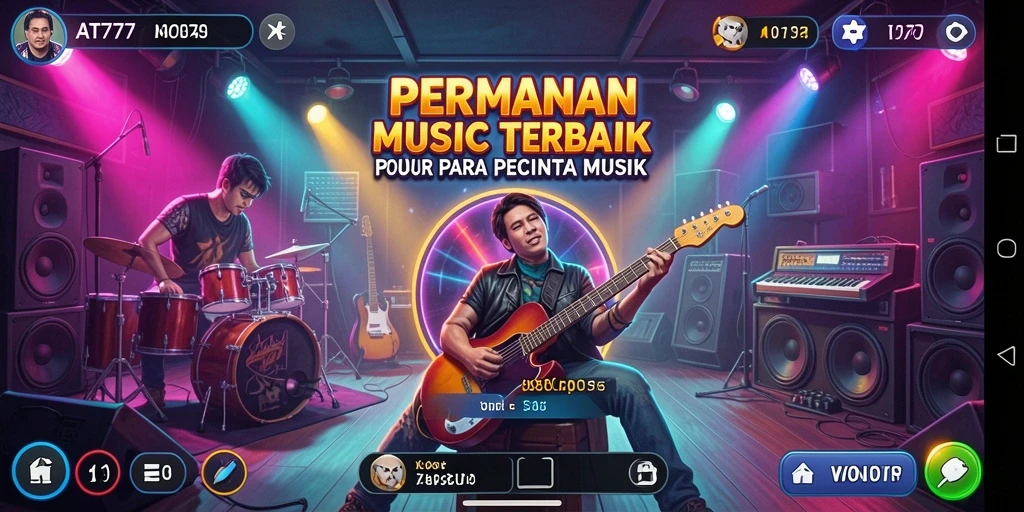 Screenshot utama AT777 menampilkan gameplay seru dengan musik yang mengasyikkan.