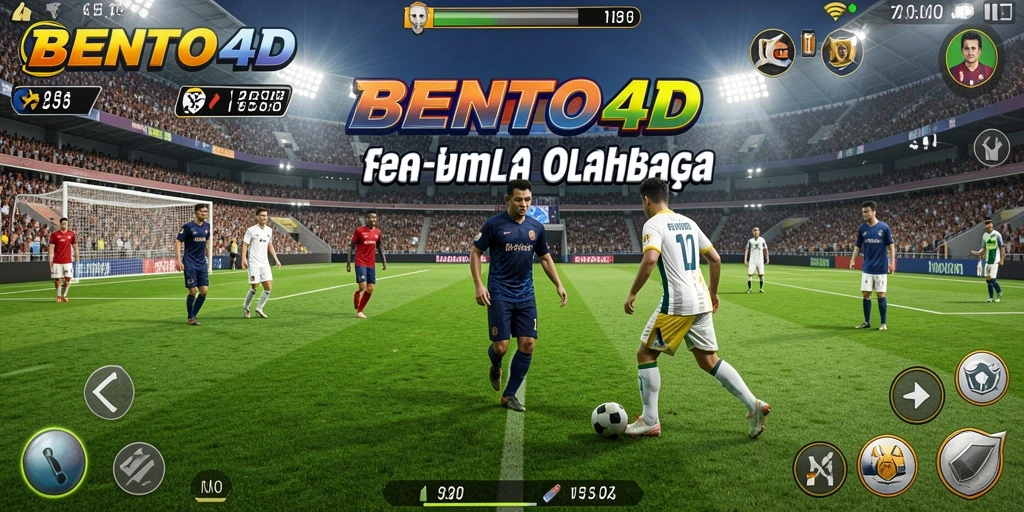 Tangkap layar BENTO4D menampilkan aksi seru di lapangan sepak bola.