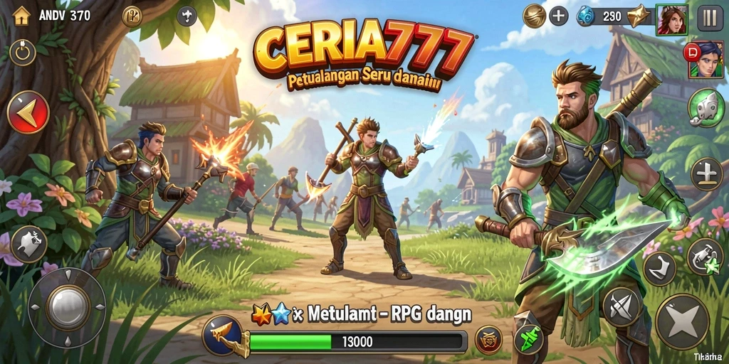 Tampilan gameplay CERIA777 dengan aksi pertempuran RPG yang mendebarkan.