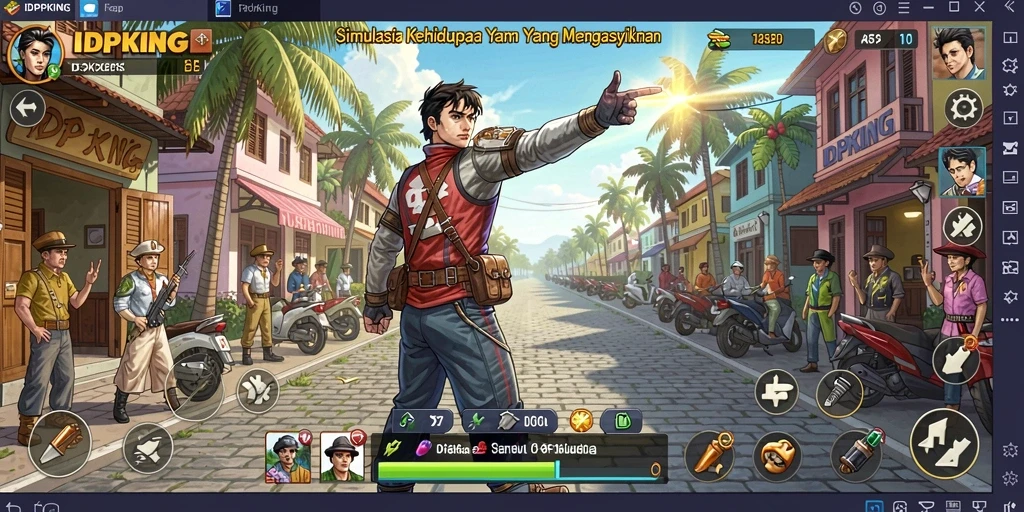 Tampilan gameplay <strong>IDPKING</strong> yang menampilkan simulasi kehidupan yang menarik.
