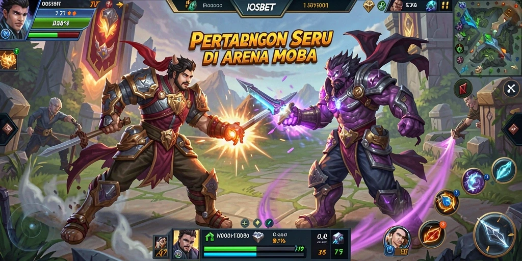 Tangkapan layar menampilkan pertarungan seru dalam game MOBA IOSBET.
