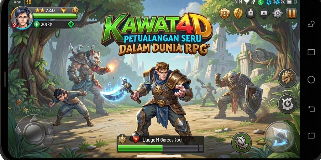 Screenshot menunjukkan aksi seru dalam gameplay RPG KAWAT4D.