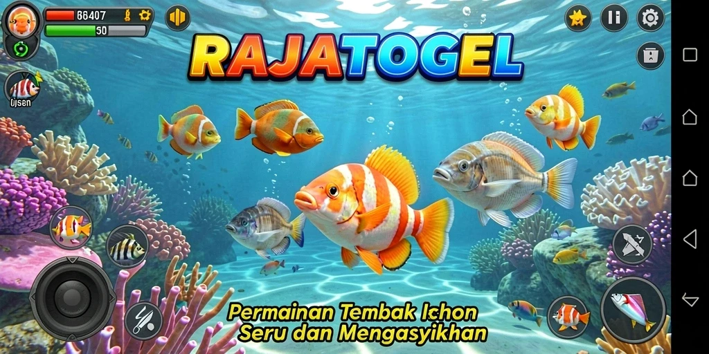 Screenshot game RAJATOGEL menampilkan aksi menangkap ikan yang seru.