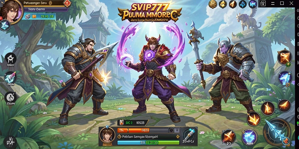 Tangkapan layar gameplay SVIP777 menampilkan aksi pertempuran menarik dalam dunia MMORPG.