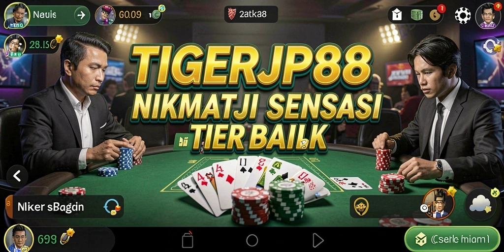 Screenshot utama TIGERJP88 menampilkan gameplay poker yang menarik dan interaktif.